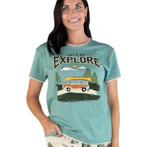 imageLazy One Pajamas for Women Cute Pajama Pants and Top SeparatesLets Explore Womens Pajama Shirt