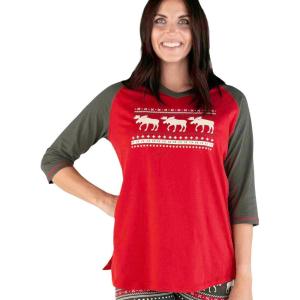 imageLazy One Womens Leggings and Tees Pajama Separates Cozy Loungewear for WomenCabin Fair Isle Womens Pajama Shirt