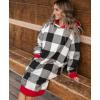 imageLazy One Oversized Hoodie Sweatshirt Comfortable Sleepwear Sweater Dress For WomenBlack  White Plaid Sleep Hoodie