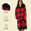 imageLazy One Oversized Hoodie Sweatshirt Comfortable Sleepwear Sweater Dress For WomenRed Plaid Sleep Hoodie
