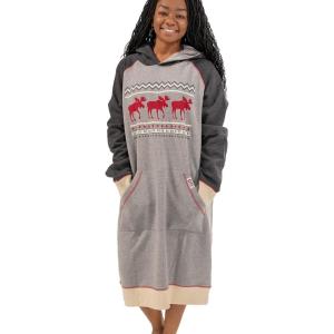 imageLazy One Oversized Hoodie Sweatshirt Comfortable Sleepwear Sweater Dress For WomenCabin Moose Sleep Hoodie