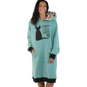imageLazy One Oversized Hoodie Sweatshirt Comfortable Sleepwear Sweater Dress For WomenCrazy Cat Lady Sleep Hoodie