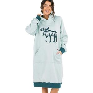 imageLazy One Oversized Hoodie Sweatshirt Comfortable Sleepwear Sweater Dress For WomenMoose Silhouette Sleep Hoodie