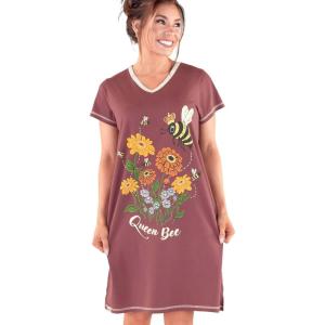 imageLazy One Womens Nightgown Funny VNeck Sleep Shirt for Women Novelty Pajama ShirtPurple Queen Bee