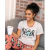 imageLazy One Womens Pajama Set Short Sleeves with Cute Prints Relaxed Fit Bear and Moose PrintsBear in Am Pajama Set