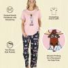 imageLazy One Womens Pajama Set Short Sleeves with Cute Prints Relaxed Fit Bear and Moose PrintsDont Do Mornings Moose Pink Pj Set