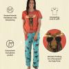 imageLazy One Womens Pajama Set Short Sleeves with Cute Prints Relaxed Fit Bear and Moose PrintsDont Moose Pajama Set