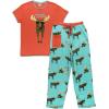 imageLazy One Womens Pajama Set Short Sleeves with Cute Prints Relaxed Fit Bear and Moose PrintsDont Moose Pajama Set