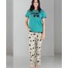 imageLazy One Womens Pajama Set Short Sleeves with Cute Prints Relaxed Fit Bear and Moose PrintsMountain Bear Pajama Set
