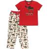 imageLazy One Womens Pajama Set Short Sleeves with Cute Prints Relaxed Fit Bear and Moose PrintsRed Chocolate Moose Pajama Set