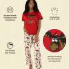 imageLazy One Womens Pajama Set Short Sleeves with Cute Prints Relaxed Fit Bear and Moose PrintsRed Chocolate Moose Pajama Set