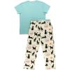 imageLazy One Womens Pajama Set Short Sleeves with Cute Prints Relaxed Fit Dog and Cat PrintsCat Nap Blue Pajama Set