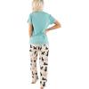 imageLazy One Womens Pajama Set Short Sleeves with Cute Prints Relaxed Fit Dog and Cat PrintsCat Nap Blue Pajama Set