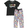 imageLazy One Womens Pajama Set Short Sleeves with Cute Prints Relaxed Fit Dog and Cat PrintsCats Pajamas Pajama Set