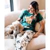 imageLazy One Womens Pajama Set Short Sleeves with Cute Prints Relaxed Fit Dog and Cat PrintsGreen Fetching Tired Pajama Set