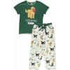 imageLazy One Womens Pajama Set Short Sleeves with Cute Prints Relaxed Fit Dog and Cat PrintsGreen Fetching Tired Pajama Set