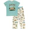 imageLazy One Womens Pajama Set Short Sleeves with Cute Prints Relaxed Fit Dog and Cat PrintsLets Explore Pajama Set
