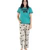 imageLazy One Womens Pajama Set Short Sleeves with Cute Prints Relaxed Fit Bear and Moose PrintsMountain Bear Pajama Set