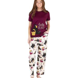 imageLazy One Womens Pajama Set Short Sleeves with Cute Prints Relaxed Fit Bear and Moose PrintsHuckleberry Pajama Set