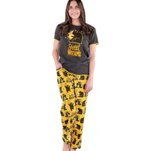 imageLazy One Womens Pajama Set Short Sleeves with Cute Prints Relaxed Fit Bear and Moose PrintsSweet Dreams Pajama Set