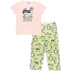 imageLazy One Womens Pajama Set Short Sleeves with Cute Prints Relaxed FitMoody in Morning Pajama Set