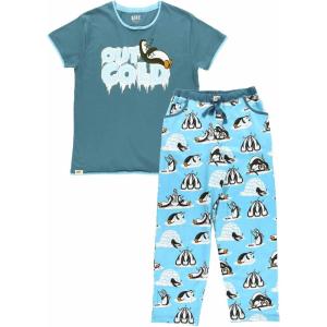imageLazy One Womens Pajama Set Short Sleeves with Cute Prints Relaxed FitOut Cold Penguin Pajama Set