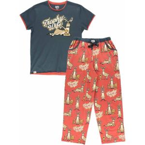 imageLazy One Womens Pajama Set Short Sleeves with Cute Prints Relaxed FitTrophy Wife Pink Pajama Set