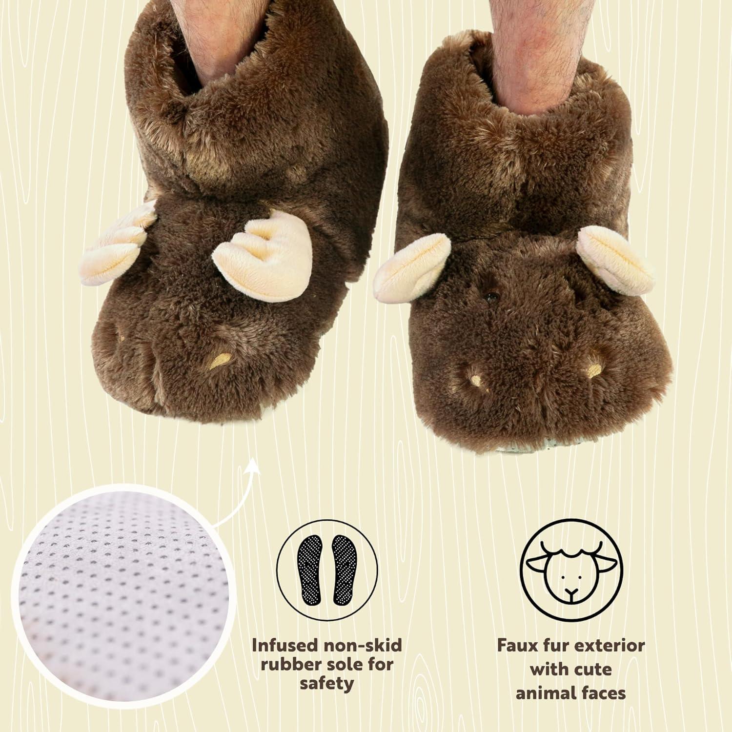 imageLazy One Animal Critter Slippers for Kids and Adults Cute and Cozy SlippersMoose Critter Slipper