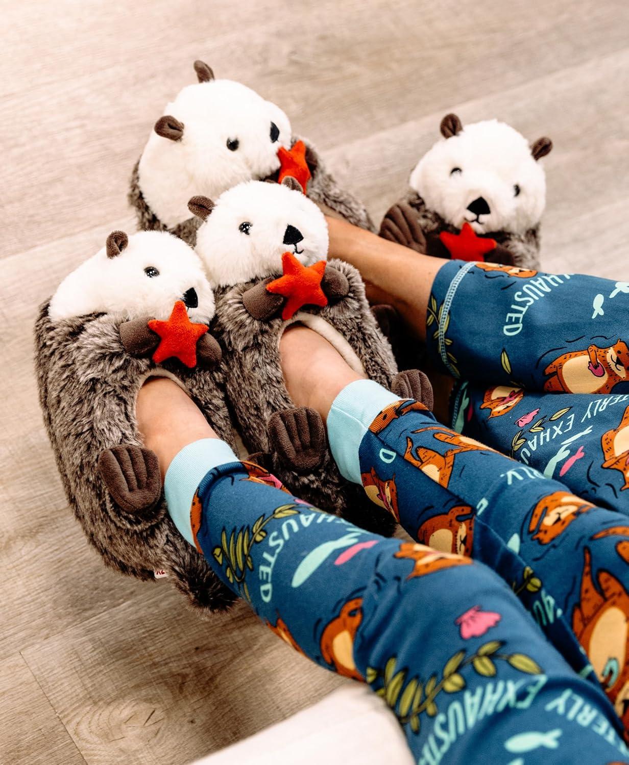 imageLazy One Animal Critter Slippers for Kids and Adults Cute and Cozy SlippersOtter Critter Slipper