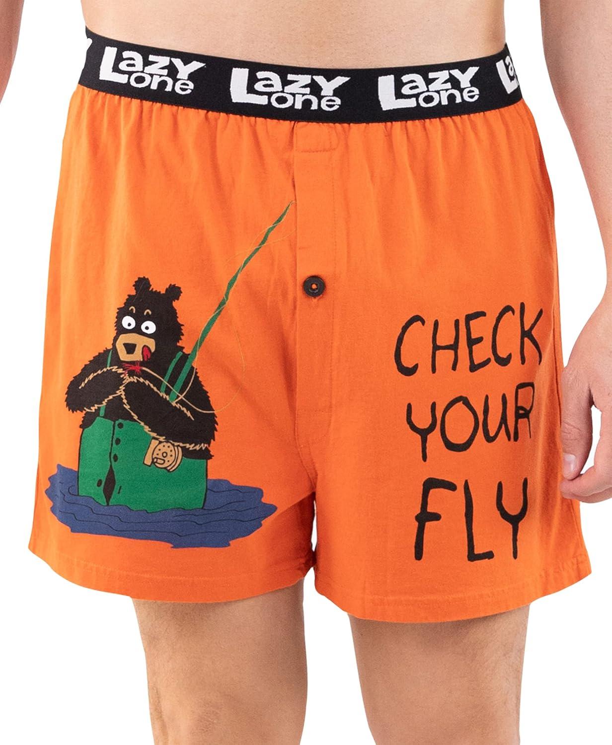 imageLazy One Check Your Fly  Fishing  Mens Funny Boxer