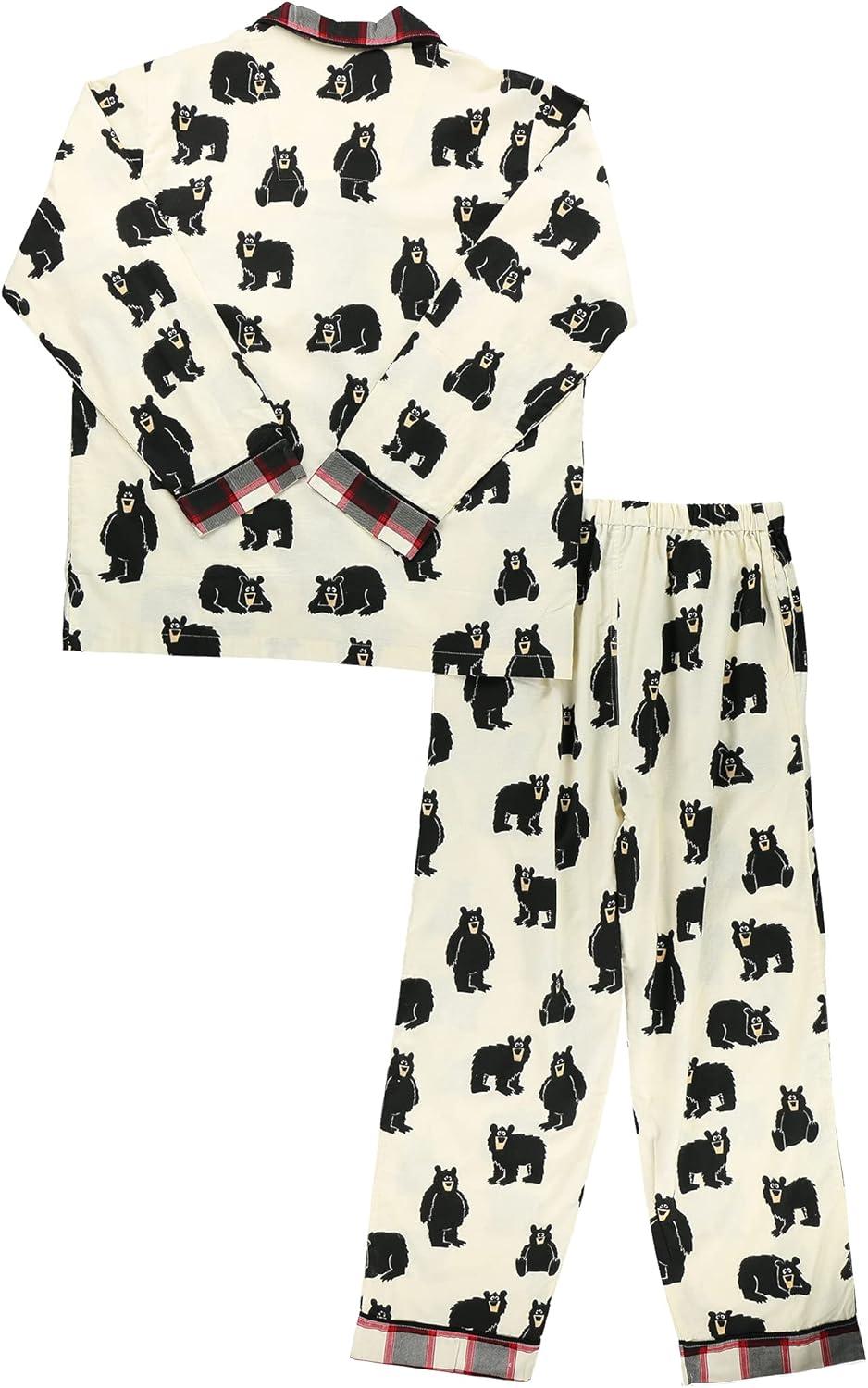 imageLazy One Family Bear ButtonDown Adult Pajama Set Classic ButtonDown Shirt and Pants Pjs Animal Bear