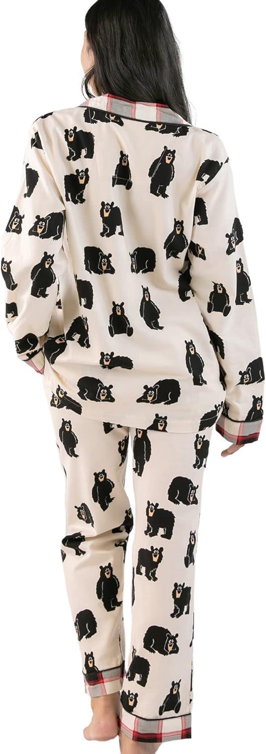 imageLazy One Family Bear ButtonDown Adult Pajama Set Classic ButtonDown Shirt and Pants Pjs Animal Bear