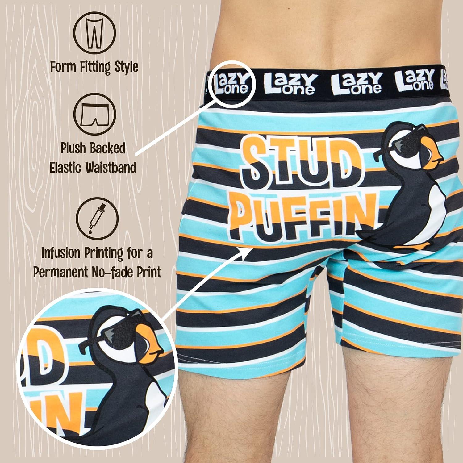 imageLazy One Funny Animal Boxer Briefs for Men Underwear for Men Stud Muffin Bird Stud Puffin Small