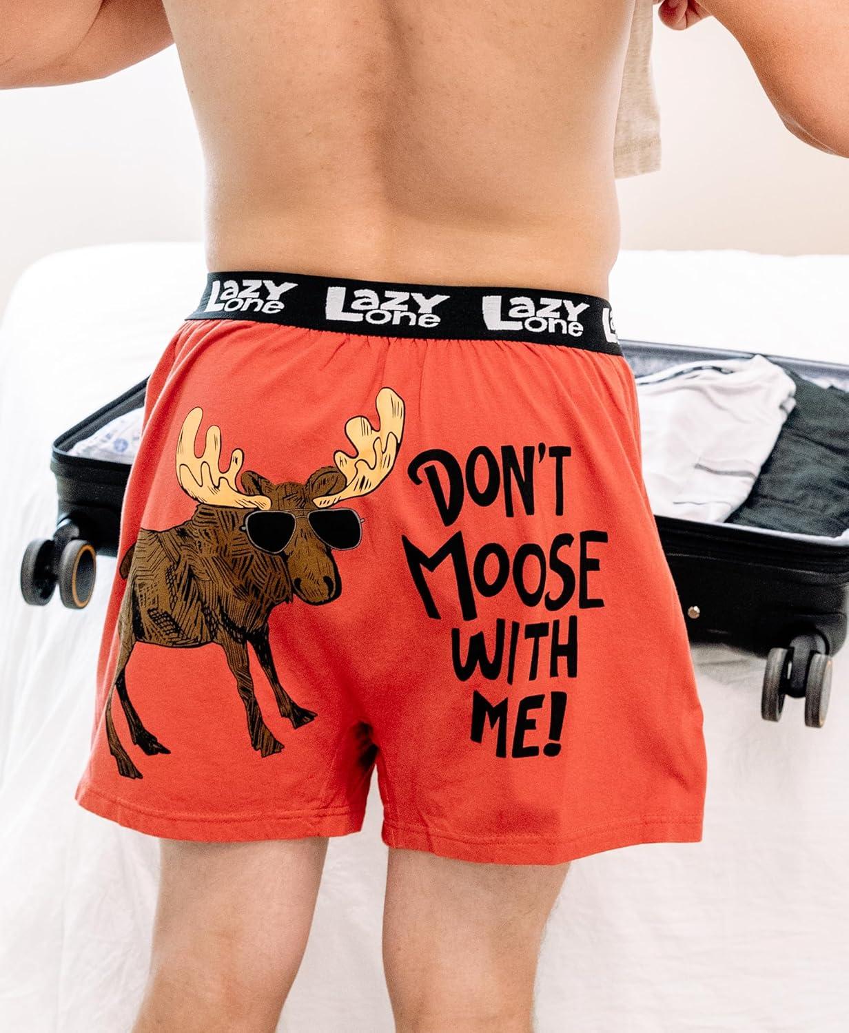 imageLazy One Funny Animal Boxers Novelty Boxer Shorts Humorous Underwear Gag Gifts for Men Dont Moose With Me LARGE