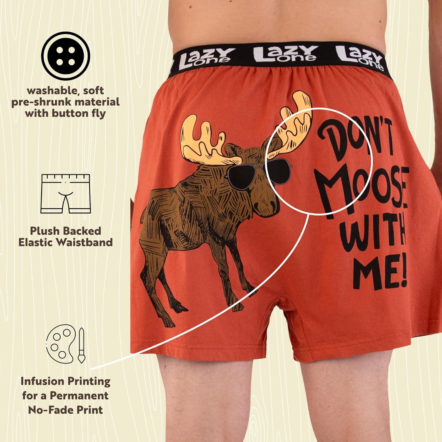 imageLazy One Funny Animal Boxers Novelty Boxer Shorts Humorous Underwear Gag Gifts for Men Dont Moose With Me LARGE