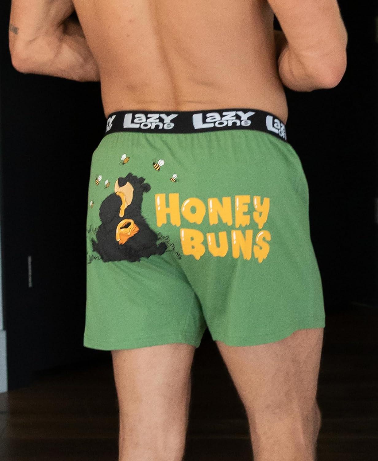 imageLazy One Funny Animal Boxers Novelty Boxer Shorts Humorous Underwear Gag Gifts for Men Funny Bear BoxersHoney Buns Green Boxers