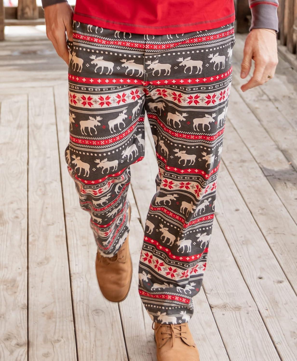 imageLazy One Funny Moose Pajama Pants for Men Mens Separate Bottoms Lounge PantsCabin Fair Isle Pajama Pants