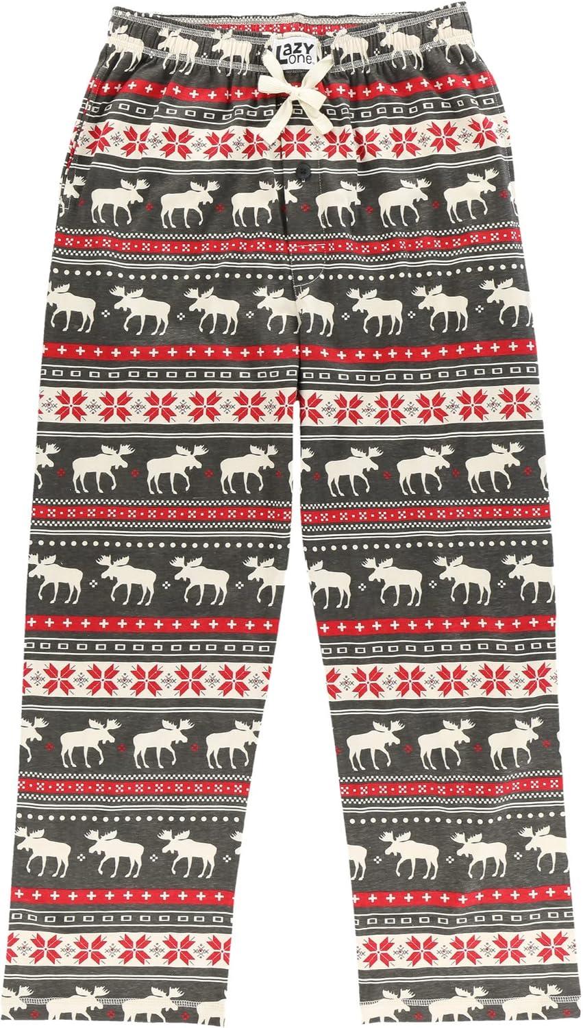 imageLazy One Funny Moose Pajama Pants for Men Mens Separate Bottoms Lounge PantsCabin Fair Isle Pajama Pants