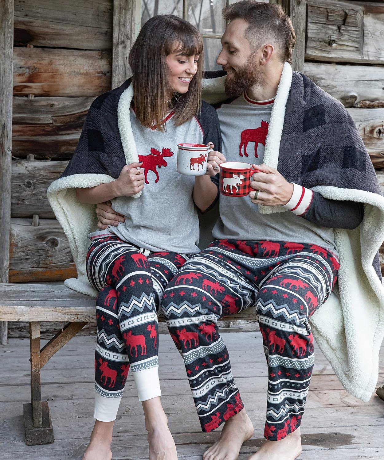 imageLazy One Funny Moose Pajama Pants for Men Mens Separate Bottoms Lounge PantsCabin Moose Pajama Pants