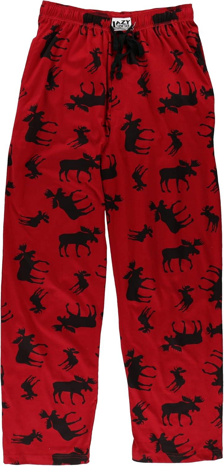 imageLazy One Funny Moose Pajama Pants for Men Mens Separate Bottoms Lounge PantsClassic Moose Mens Pajama Pants