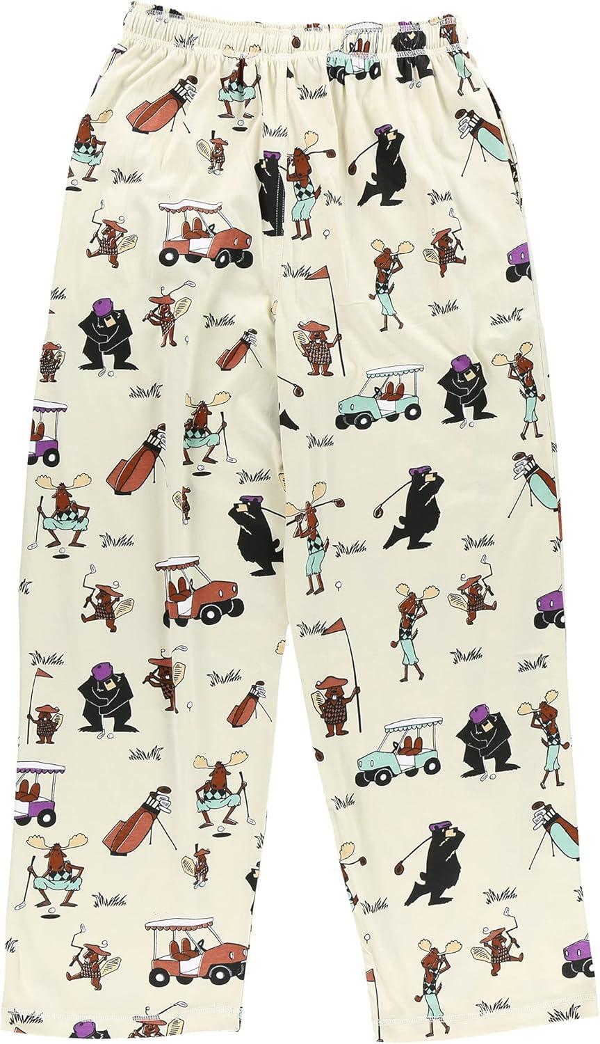 imageLazy One Funny Moose Pajama Pants for Men Mens Separate Bottoms Lounge PantsCream Golfers Pajama Pants