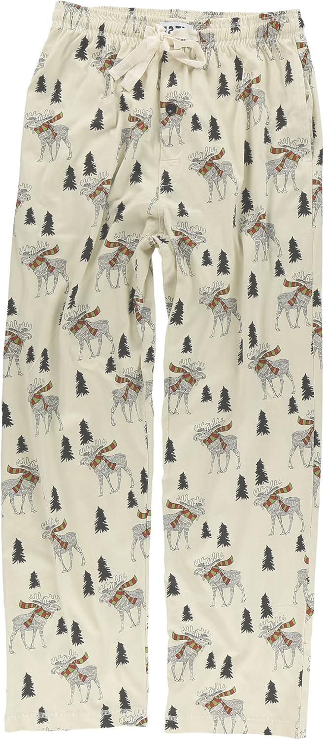 imageLazy One Funny Moose Pajama Pants for Men Mens Separate Bottoms Lounge PantsCream Moosletoe Pajamas Pants