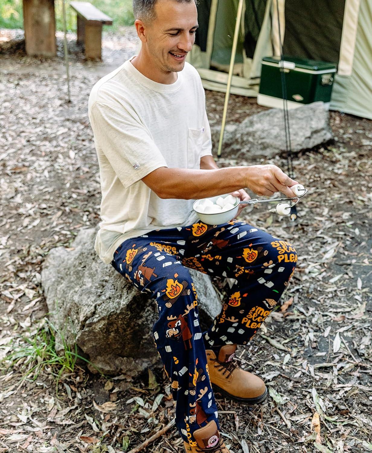 imageLazy One Funny Moose Pajama Pants for Men Mens Separate Bottoms Lounge PantsDark Blue Smore Sleep Mens Pj Pant