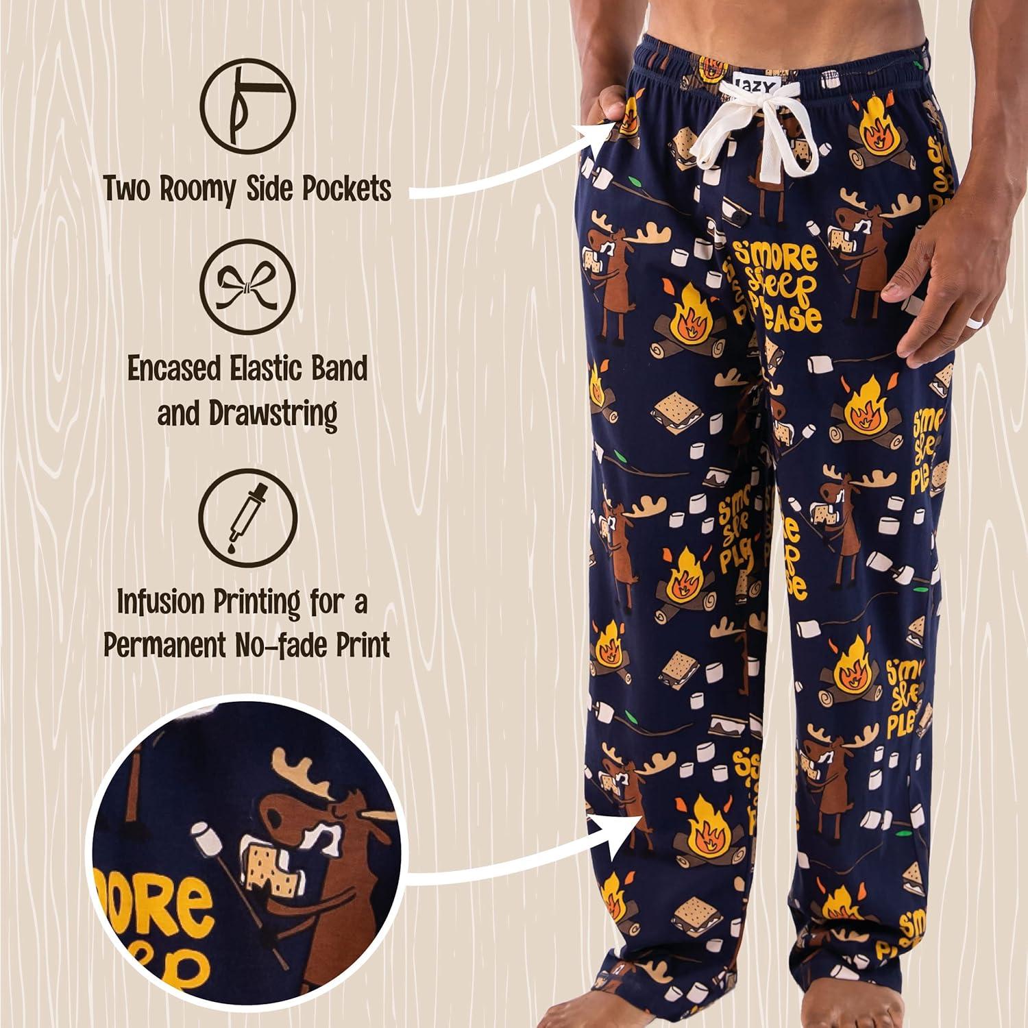 imageLazy One Funny Moose Pajama Pants for Men Mens Separate Bottoms Lounge PantsDark Blue Smore Sleep Mens Pj Pant