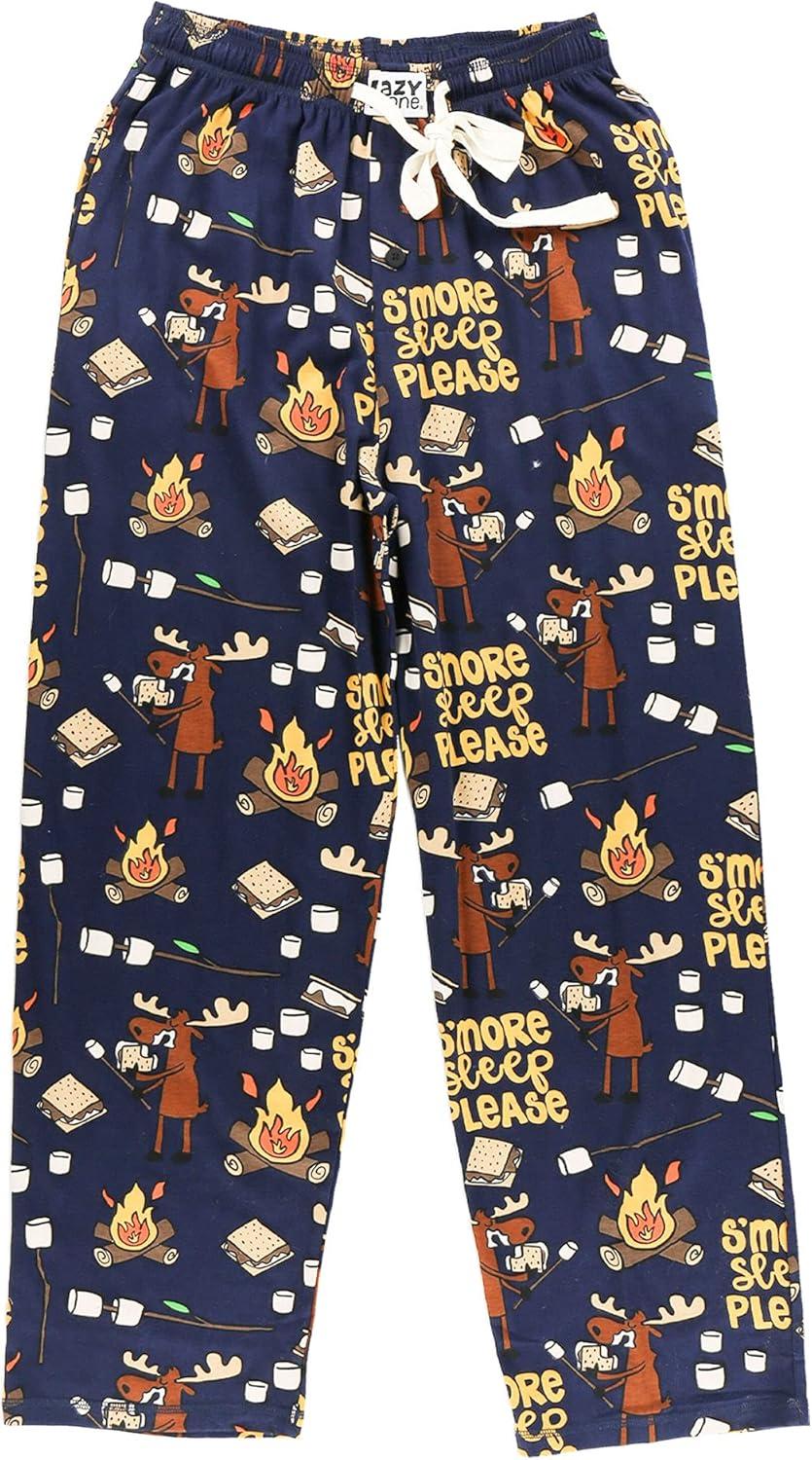 imageLazy One Funny Moose Pajama Pants for Men Mens Separate Bottoms Lounge PantsDark Blue Smore Sleep Mens Pj Pant