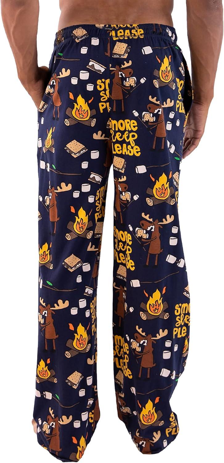 imageLazy One Funny Moose Pajama Pants for Men Mens Separate Bottoms Lounge PantsDark Blue Smore Sleep Mens Pj Pant