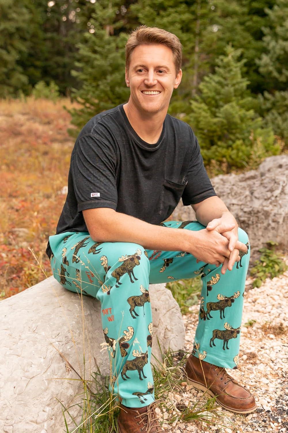 imageLazy One Funny Moose Pajama Pants for Men Mens Separate Bottoms Lounge PantsDont Moose Pajama Pants