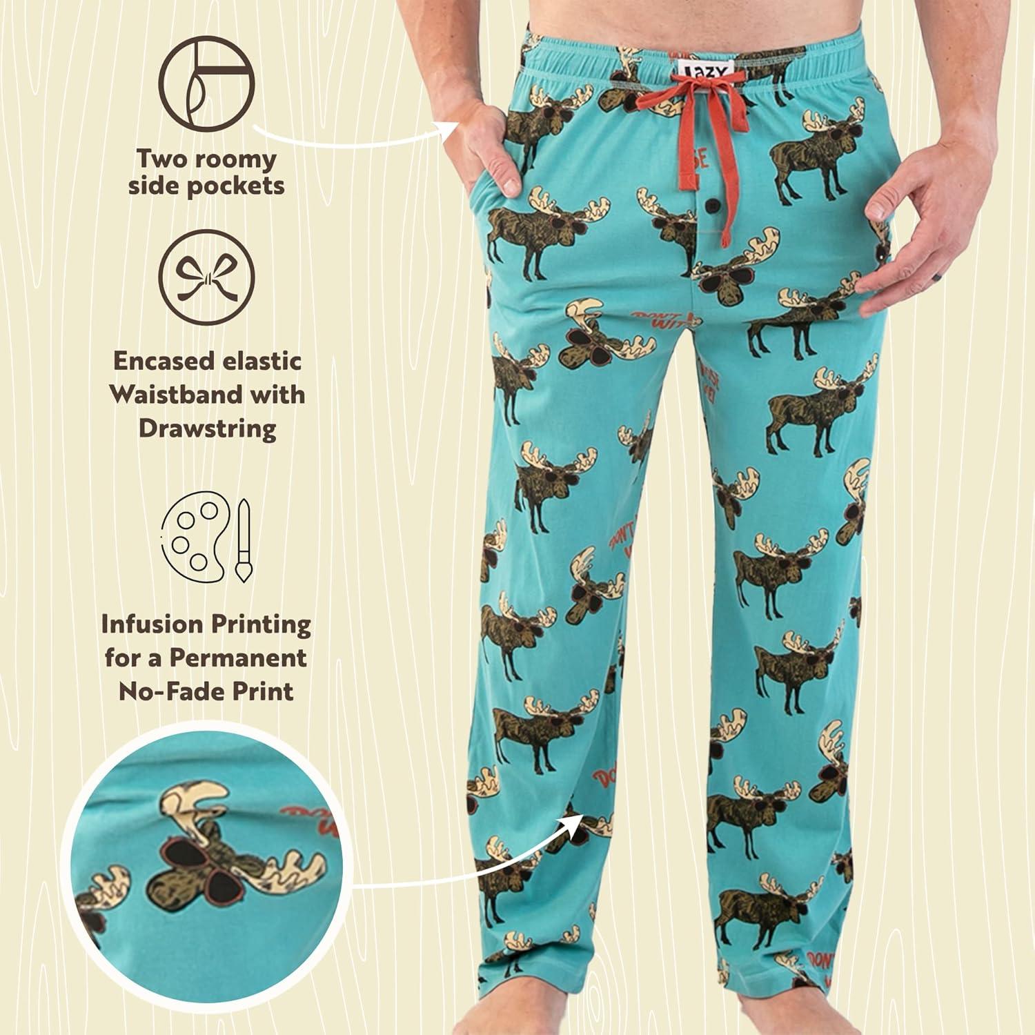 imageLazy One Funny Moose Pajama Pants for Men Mens Separate Bottoms Lounge PantsDont Moose Pajama Pants