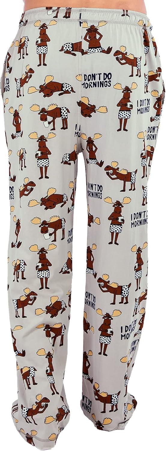 imageLazy One Funny Moose Pajama Pants for Men Mens Separate Bottoms Lounge PantsLight Grey Dont Do Mornings Moose Pajama Pants