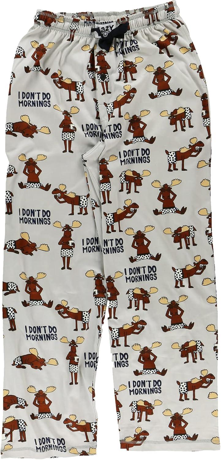 imageLazy One Funny Moose Pajama Pants for Men Mens Separate Bottoms Lounge PantsLight Grey Dont Do Mornings Moose Pajama Pants